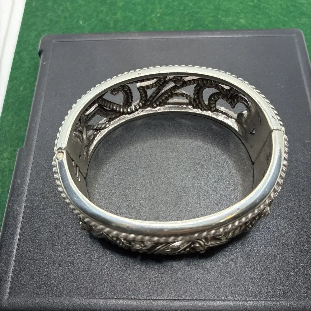 Brighton Silver Filigree Openwork Bangle Bracelet
